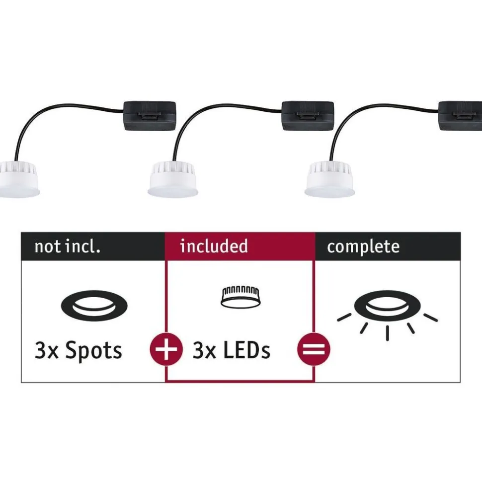 LED-valonlähde Choose-valaisimiin Paulmann, 3kpl, Ø50mm, 6W, 470lm, 2700K, satiini
