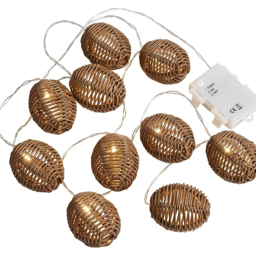 LED-valosarja House Nordic Carlisle, 180cm, IP44, paristokäyttöinen, ruskea