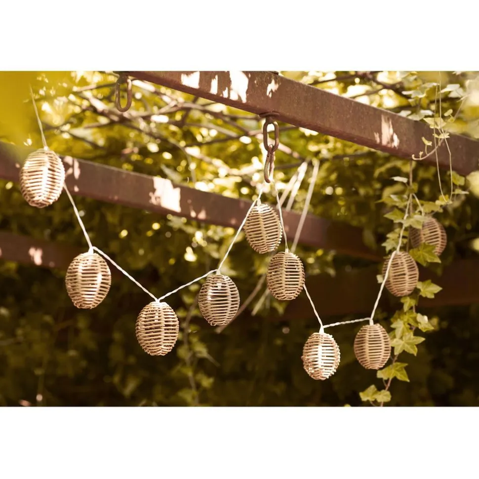 LED-valosarja House Nordic Carlisle, 180cm, IP44, paristokäyttöinen, ruskea