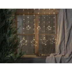 LED-valoverho Star Trading Dew Drop Stars, 120x80cm, hopea