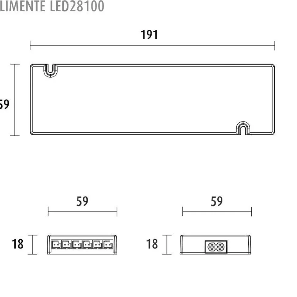 LED-virtalähde Limente 24V 100W integroidut liittimet