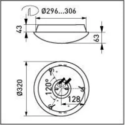 LED-yleisvalaisin Ensto AVR320 IP44 14W/830/840 Ø320x106 mm