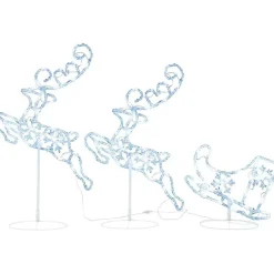 Lentävät jouluporot ja reki akryyli 260x21x87 cm sininen