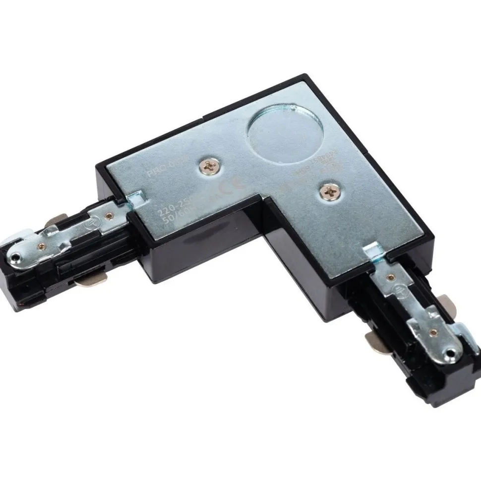 Liitin Lucide Track L-connector oikea, musta, 1-vaihe kiskoon