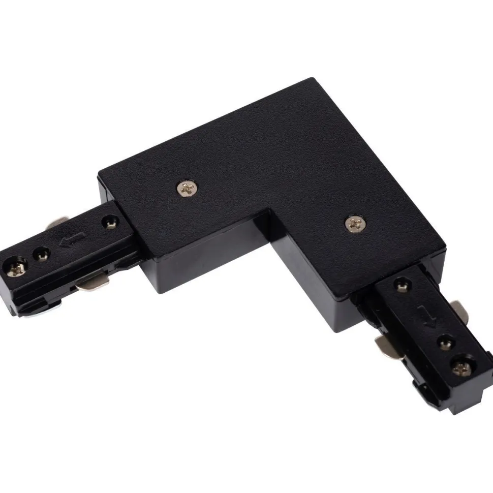 Liitin Lucide Track L-connector vasen, musta, 1-vaihe kiskoon