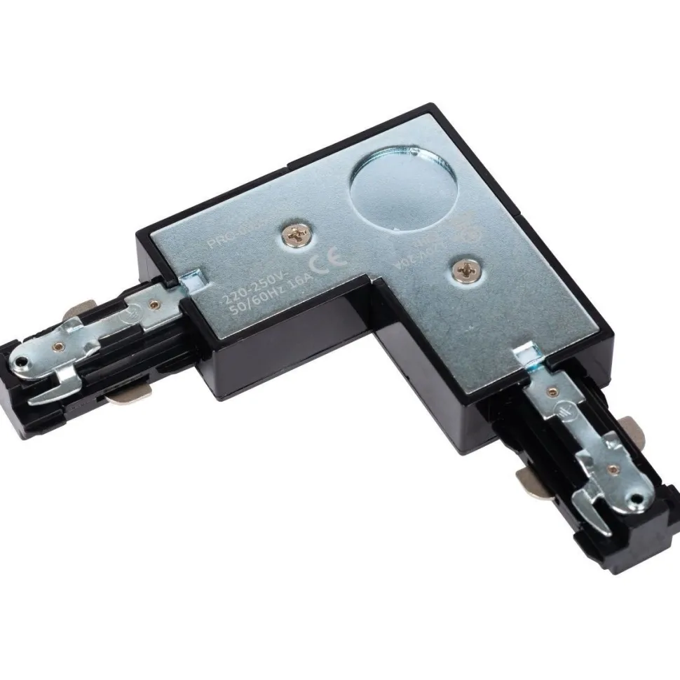 Liitin Lucide Track L-connector vasen, musta, 1-vaihe kiskoon