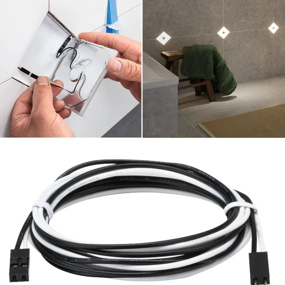 Liitäntäkaapeli Paulmann LumiTiles Square, 0.7m, 12V, musta