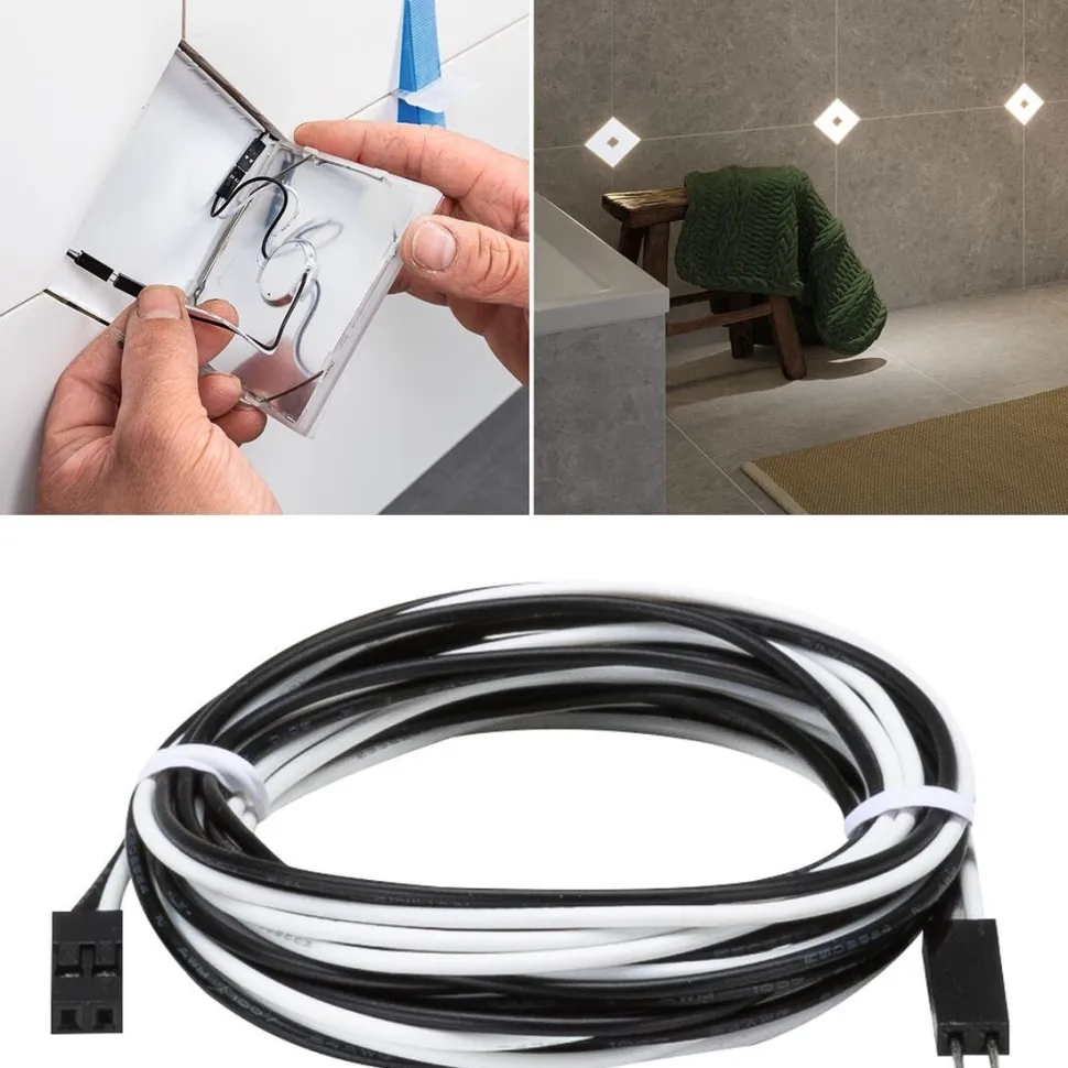 Liitäntäkaapeli Paulmann LumiTiles Square, 0.7m, 12V, musta