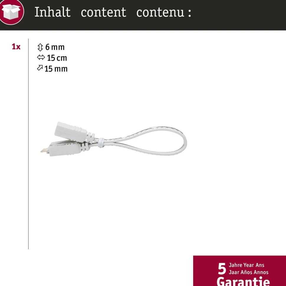 Liitäntäkaapeli Paulmann MaxLED, 0.1m, valkoinen