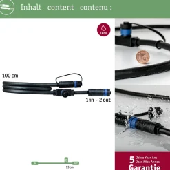 Liitäntäkaapeli Paulmann Plug & Shine 1m ulkovalaistukseen IP68 musta