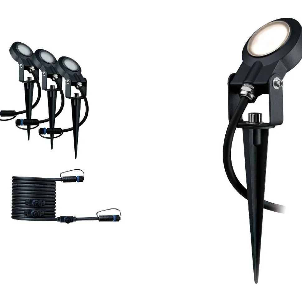 Lisäsarja Paulmann Plug & Shine ulkospoteille IP67 3-osainen musta