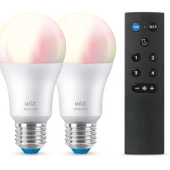Älylamppu Wiz A60 Full Color Wi-Fi 60W E27 RGB 2kpl + kaukosäädin