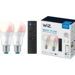 Älylamppu Wiz A60 Full Color Wi-Fi 60W E27 RGB 2kpl + kaukosäädin