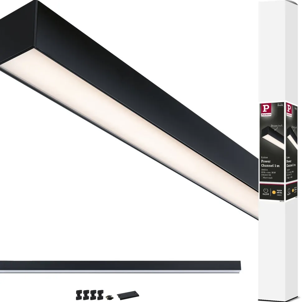 Modulaarinen LED-profiilivalaisin Linion Power Channel syöttävä 230/24V 100VA 1m signaalimusta