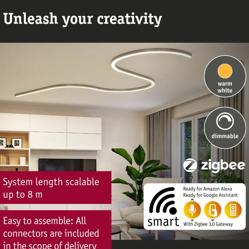 Modulaarinen LED-profiilivalaisin Linion Power Channel syöttävä Zigbee 230/24V 150VA 1m mattakromi