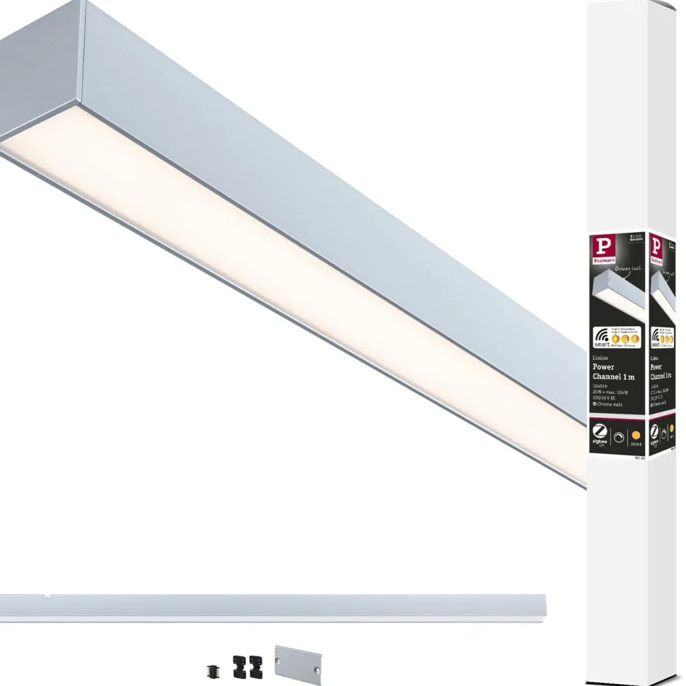 Modulaarinen LED-profiilivalaisin Linion Power Channel syöttävä Zigbee 230/24V 150VA 1m mattakromi
