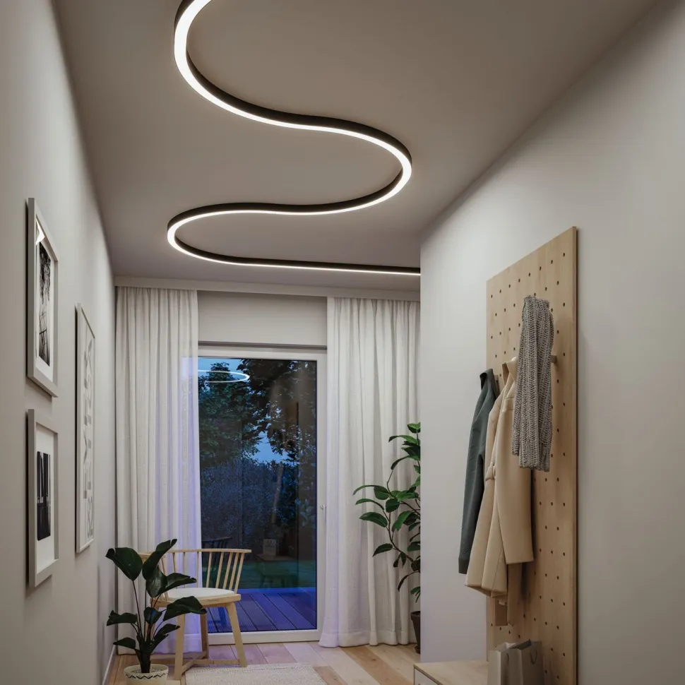 Modulaarinen LED-profiilivalaisin Paulmann Linion Light Channel Zigbee kaareva 24V 2x6.5W 3000K signaalimusta