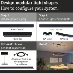 Modulaarinen LED-profiilivalaisin Paulmann Linion Light Channel Zigbee kaareva 24V 2x6.5W 3000K signaalimusta