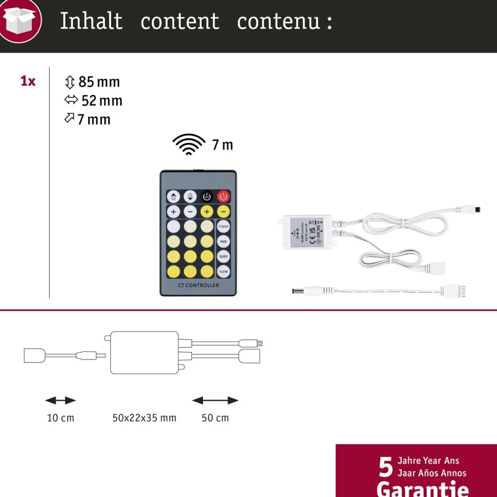 Ohjain kaukosäätimellä Paulmann MaxLED Tunable White, DC 24V, max.144W