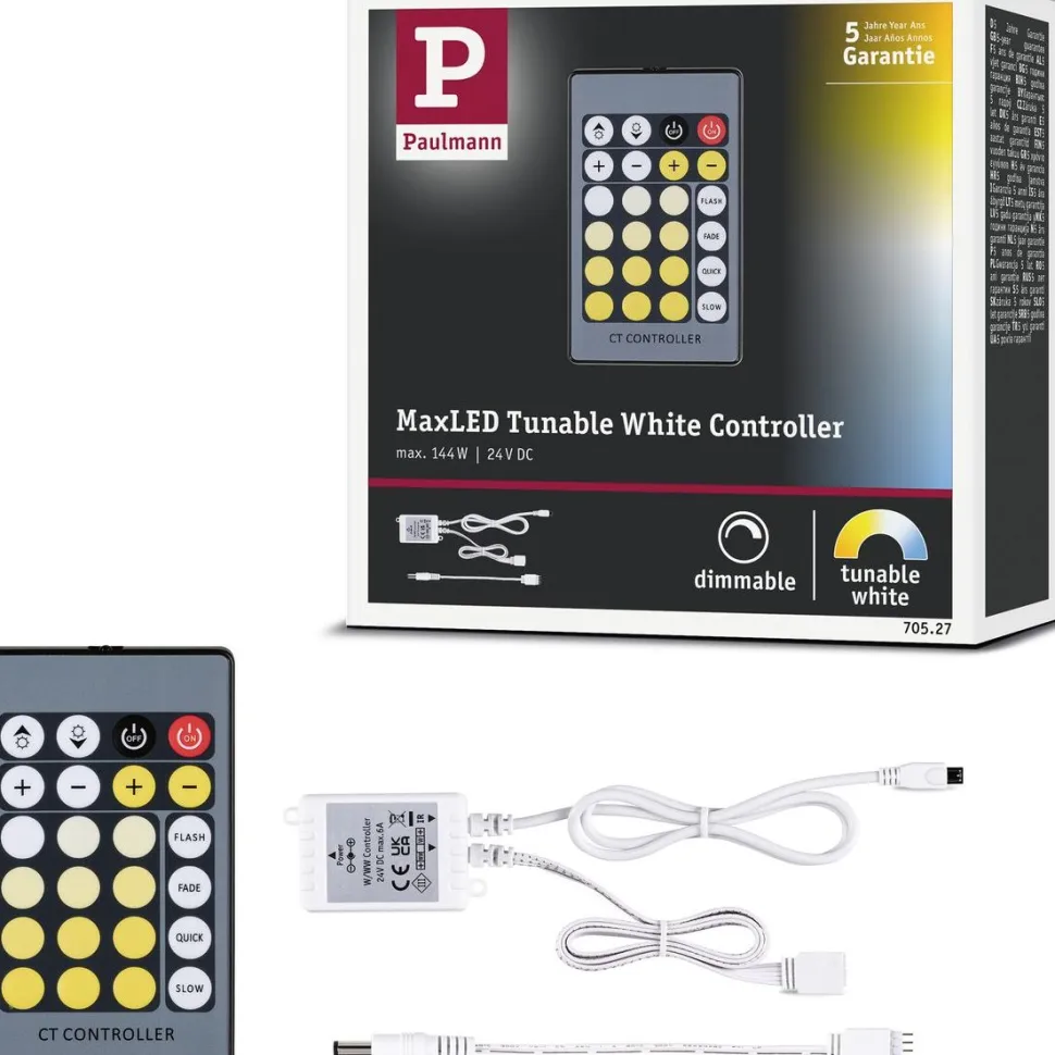 Ohjain kaukosäätimellä Paulmann MaxLED Tunable White, DC 24V, max.144W