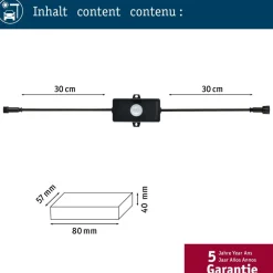 Ohjain liiketunnistimella Paulmann Park + Light, IP44, max.24W, musta