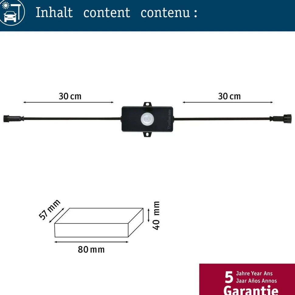 Ohjain liiketunnistimella Paulmann Park + Light, IP44, max.24W, musta