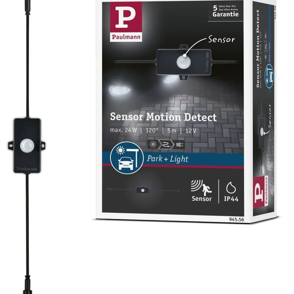Ohjain liiketunnistimella Paulmann Park + Light, IP44, max.24W, musta