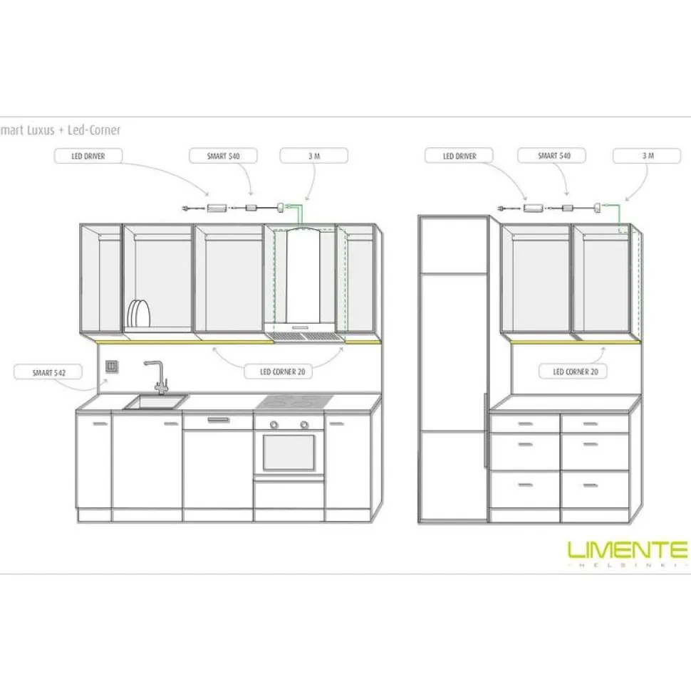 2-osainen säädin- ja himmenninsetti Limente Smart 552 Luxus 24V IP20 valkoinen