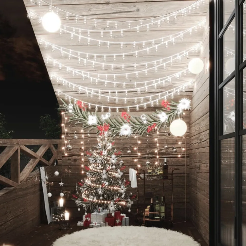 Pallo keijuvalonauha 20 m 200 LED-valoa kylmä valk. 8-toiminen