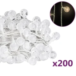Pallo keijuvalonauha 20 m 200 LED-valoa kylmä valk. 8-toiminen