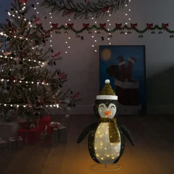 Pingviini-joulukoriste LED-valoilla ylellinen kangas 60 cm