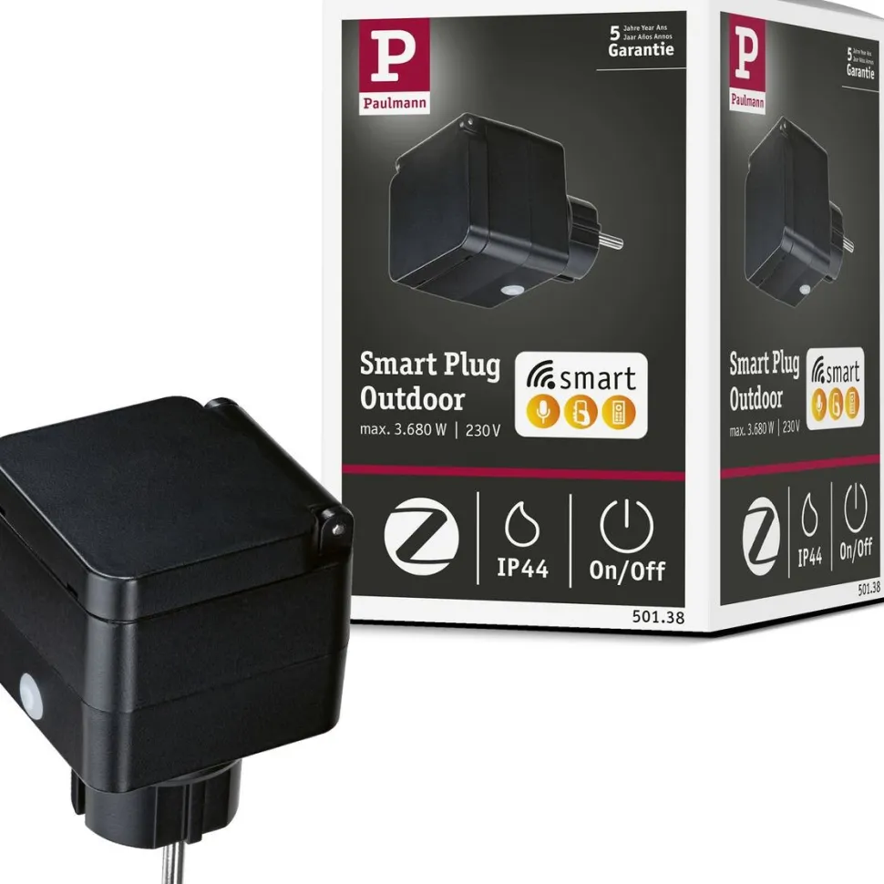 Pistokeliitin ulkokäyttöön Paulmann Smart Plug, IP44, musta