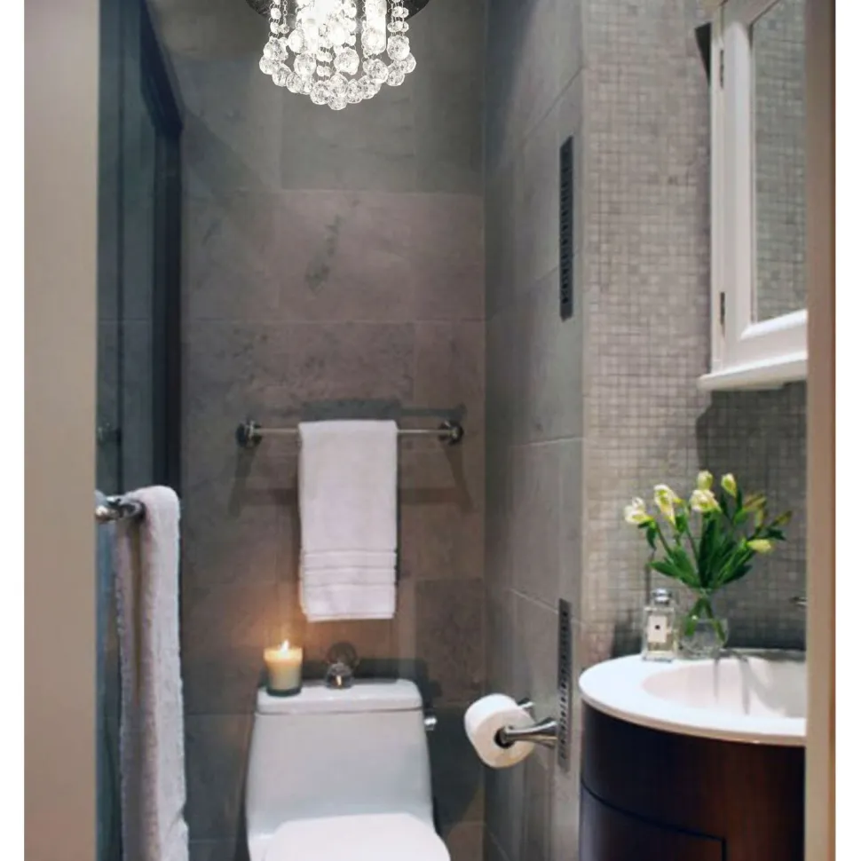 Plafondi Aneta Lighting Nicoline IP44 Ø 260x220 mm kromi, kirkas lasi