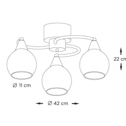 Plafondi Sessak Iris 3-osainen K11010-3A  Ø 42 cm metalli antiikkimessinki