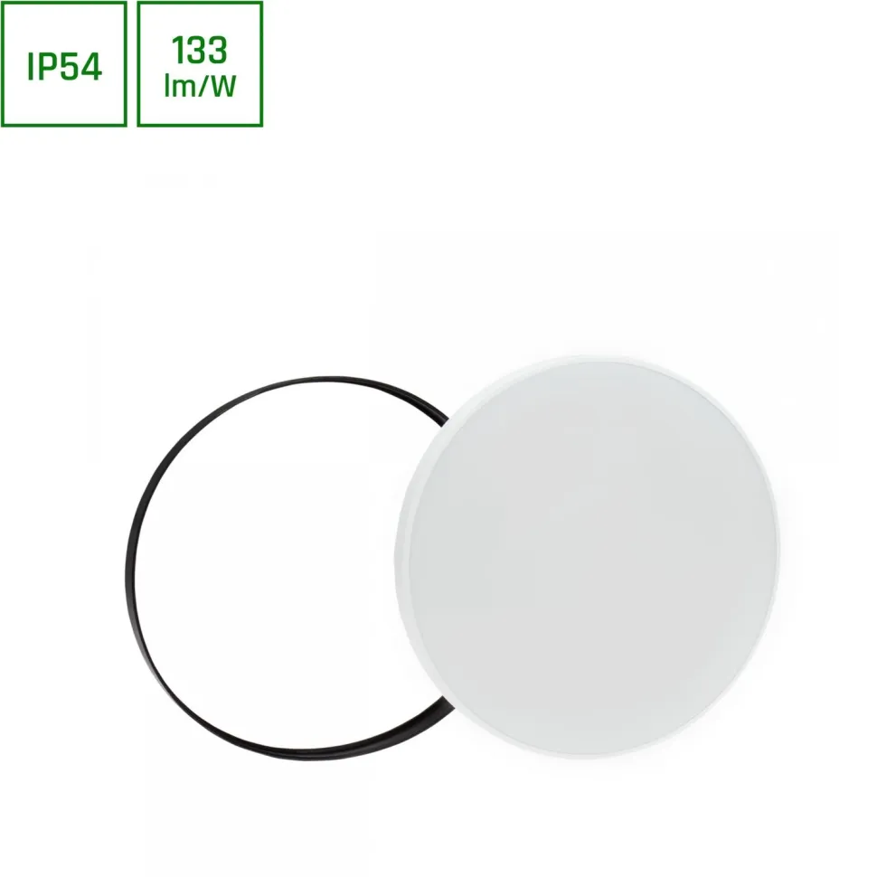 Plafondi Spectrum Nymphea Black & White Ø250mm 18W 115° IP54 3000K valkoinen/musta
