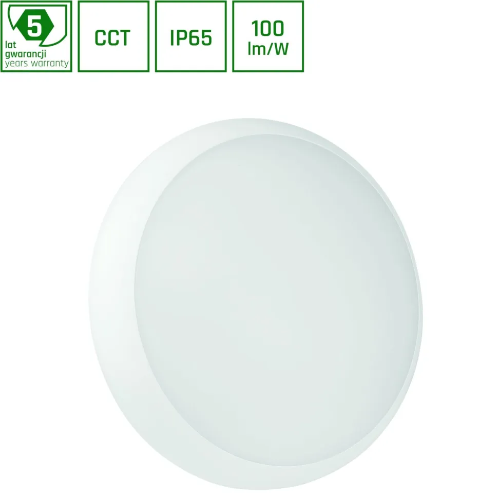 Plafondi Spectrum Nymphea City Pro Ø330mm 18W IP65 CCT 2700/4000/6000K valkoinen