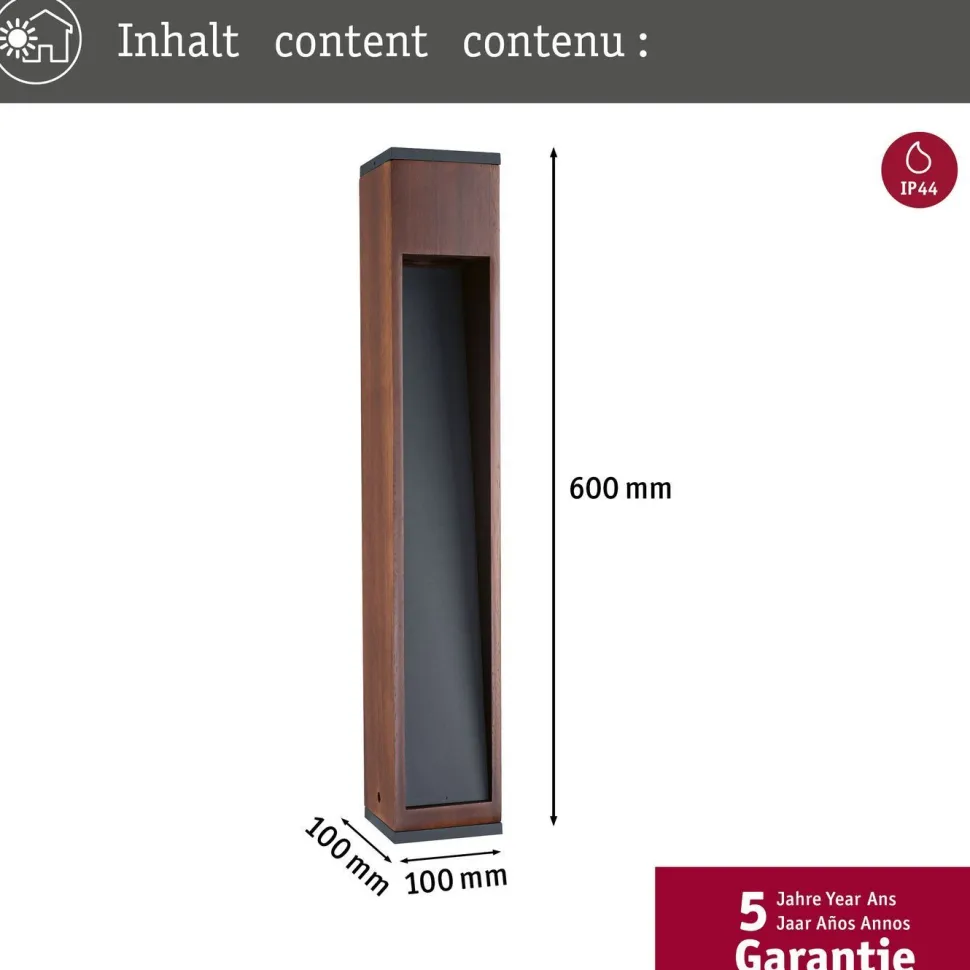 Pollarivalaisin Paulmann Trabia IP44, 40cm, 3000K, GU10, puu