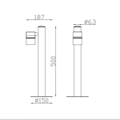 Pollarivalaisin Lucide Arne-LED 50 cm 1x5W IP44 musta