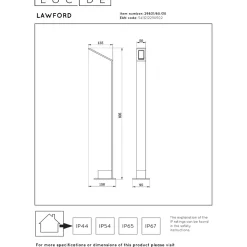 Pollarivalaisin Lucide Lawford, 9.5x15x80.5cm, IP54, 6W, musta