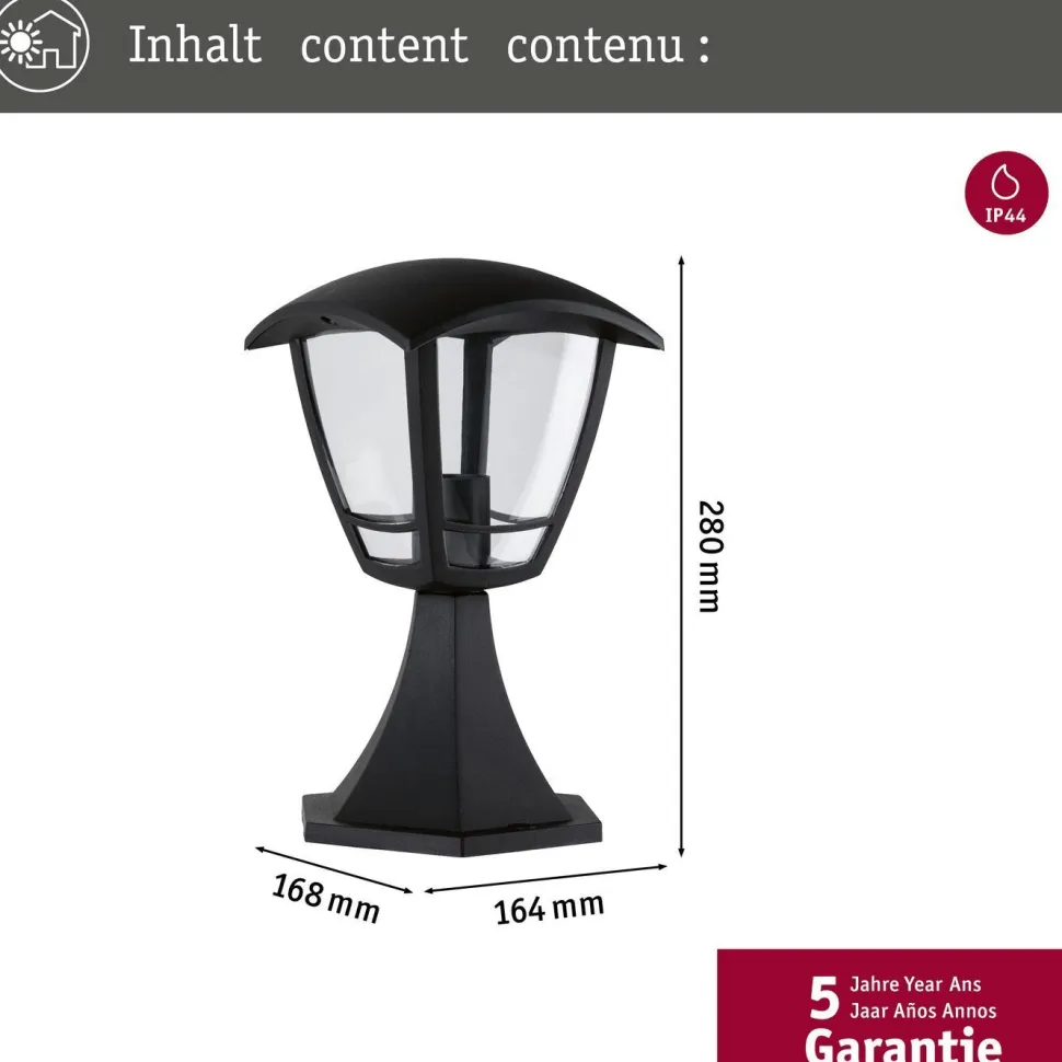 Pollarivalaisin Paulmann Classic Curved, IP44, 28cm, musta