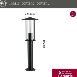Pollarivalaisin Paulmann Classic, IP44, 50cm, tummanharmaa