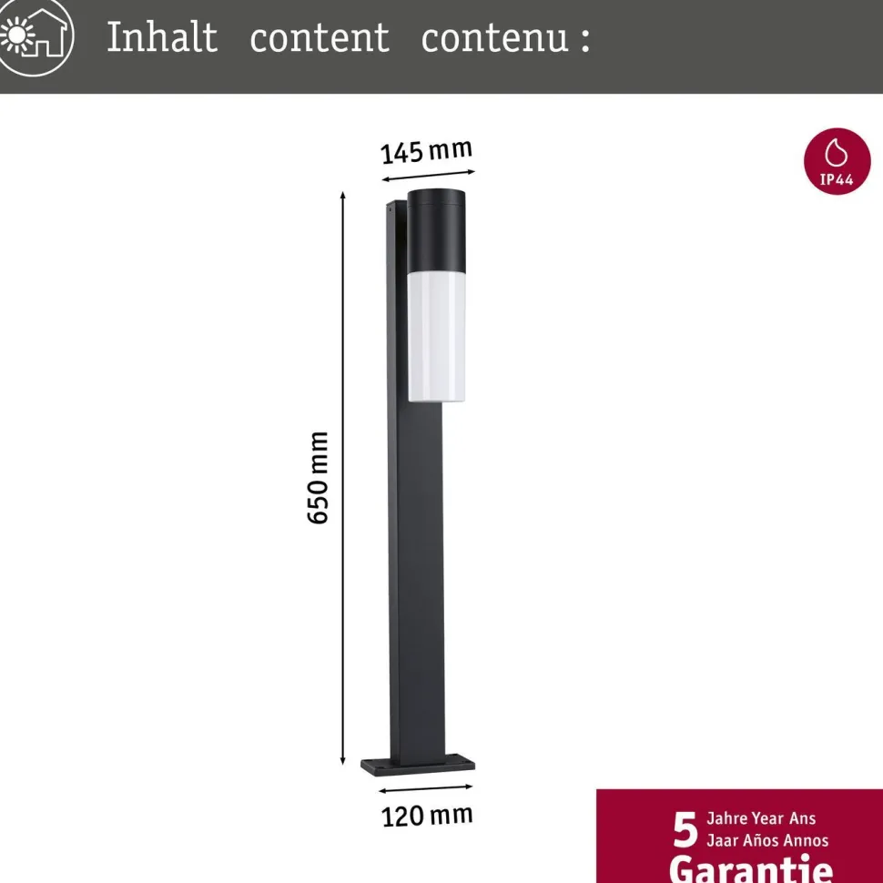 Pollarivalaisin Paulmann Tralia, IP44, 65cm, E27, antrasiitti