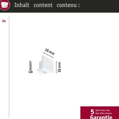 Päätykappaleet Paulmann URail 13x21mm pari valkoinen