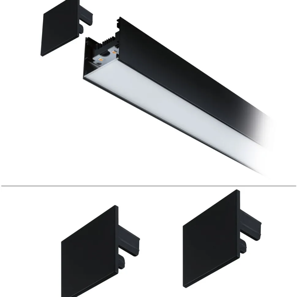 Päätykappalesetti Paulmann Linion Accessories 2kpl, mattamusta