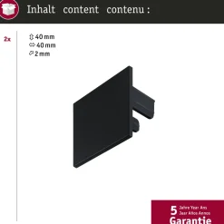 Päätykappalesetti Paulmann Linion Accessories 2kpl, mattamusta