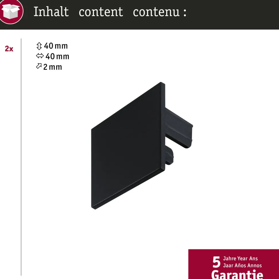 Päätykappalesetti Paulmann Linion Accessories 2kpl, mattamusta