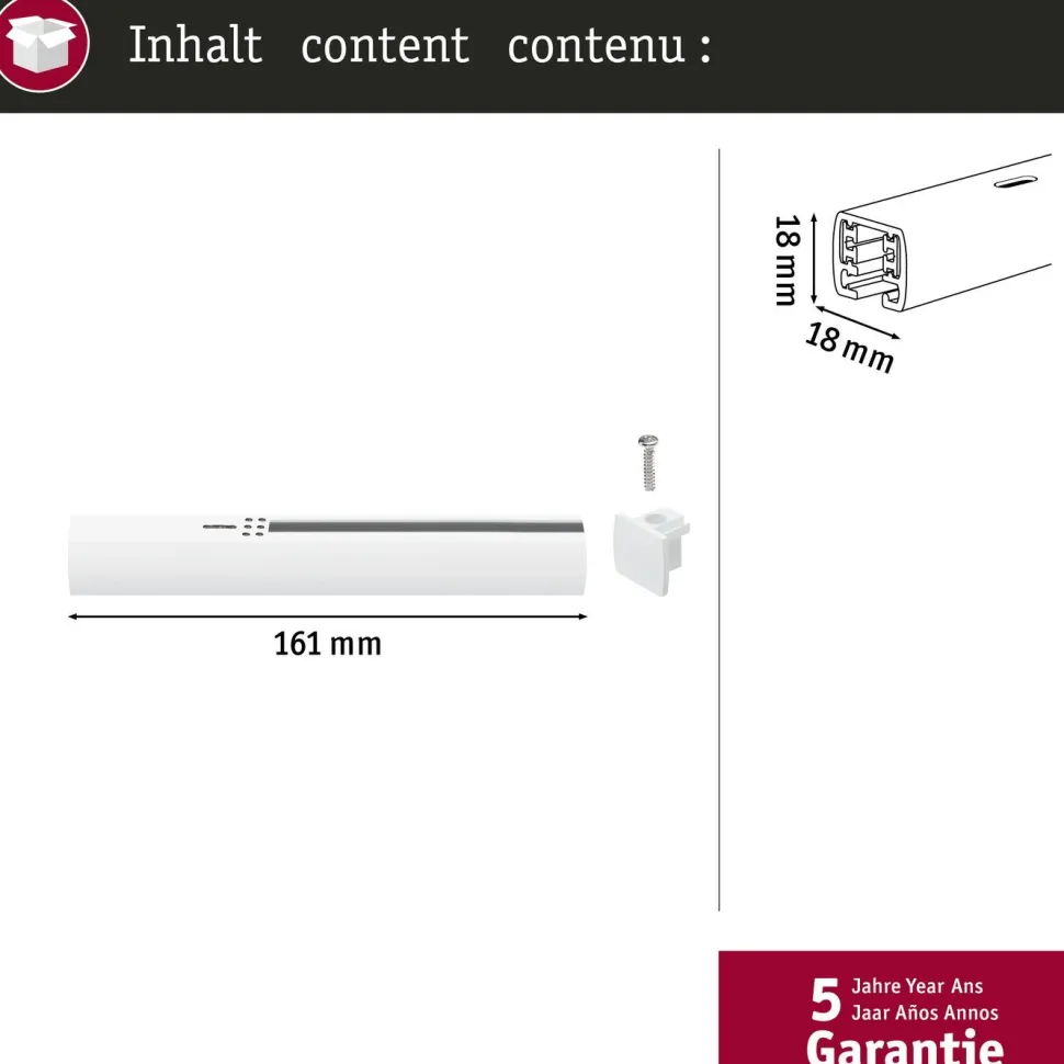Päätysyöttömoduuli Paulmann URail 161x18mm max. 1000W valkoinen