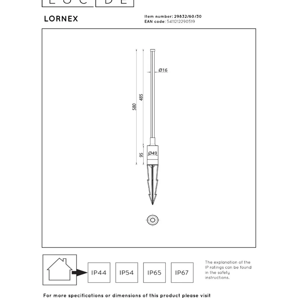 Puutarhaspotti Lucide Lornex, 4.9x4.9cm, IP54, 6W, musta
