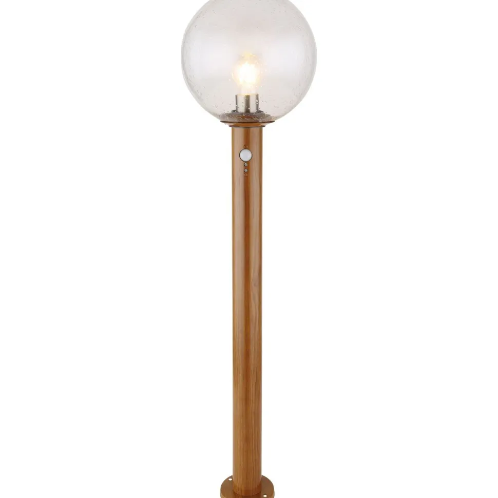Pylväsvalaisin Globo Ossy 50cm, puu/kirkas, liiketunnistin