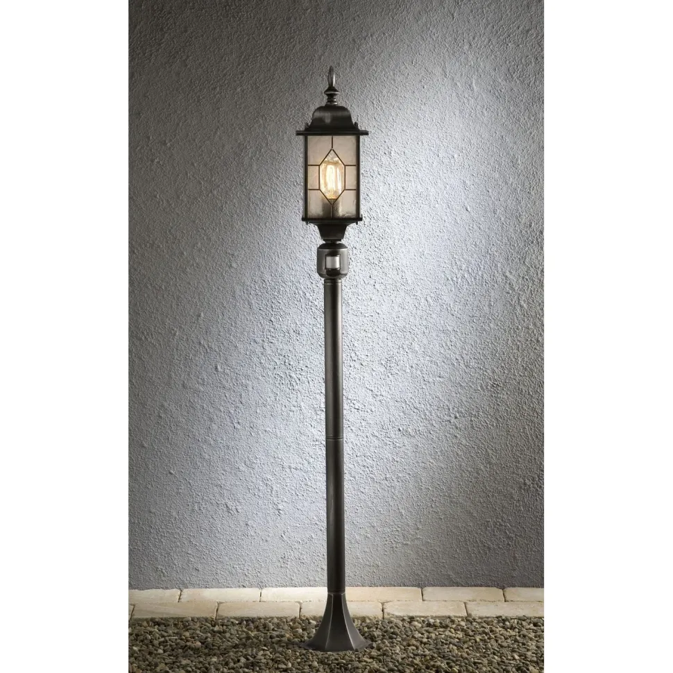 Pylväsvalaisin Konstsmide Milano 7249-759 160x160x1310 mm liiketunnistimella mustahopea